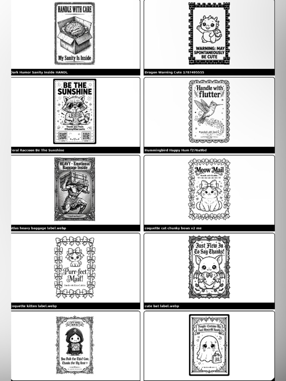 DunDat362’s Design Cute Shipping Labels - Black & White (50) 4x6 stickers - Picture 5 of 17
